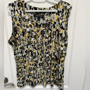 Kasper Women’s Black, White, Gray & Yellow Blouse, Sleeveless, Size XL